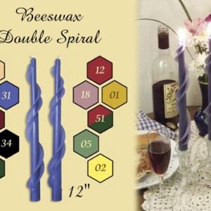 double spiral beeswax taper candle