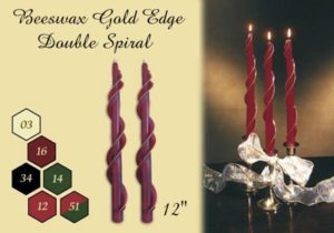 gold edge spiral beeswax taper candles