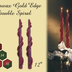 gold edge spiral beeswax taper candles