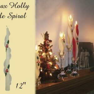 beeswax holly design spiral taper candle