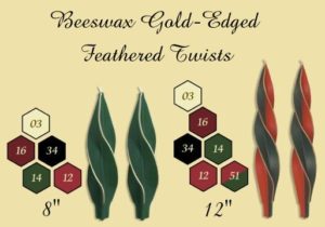 gold edge feather twist candles