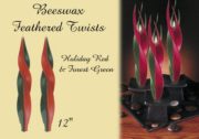 beeswax feathered twist candle in holiday colors