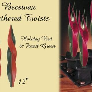 beeswax feathered twist candle in holiday colors