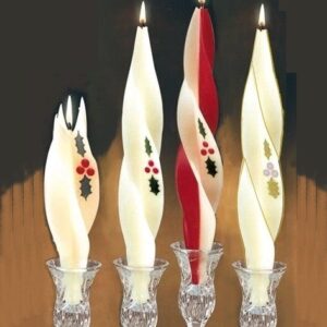holly design feathered twist beeswax candles