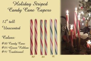 holiday stripe candy cane taper candle