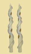silver and gold holly design beeswax spiral taper candle