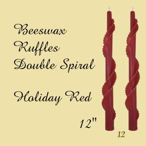 Ruffles Spiral Beeswax Taper Candles - 7/8 x 12 - Pair - Crafted