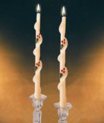beeswax holly design spiral taper candle