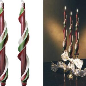 triple spiral beeswax taper candle