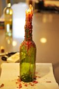 drip taper candles used on wine bottle
