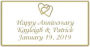 Anniversary Candle Label in white and gold