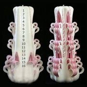Birthday countdown candle, hand carved  with no trim, non-personalized, in pink