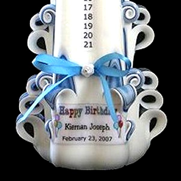 Butterfly BABY BIRTHDAY gift COUNTDOWN carved candle Name & Date included FREE! 