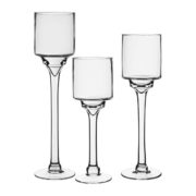 tall stemmed glass candle holders