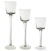 stemmed glass candle holders, 8, 10, 12 inch