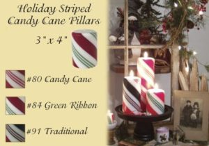3x4 candy cane pillar candle