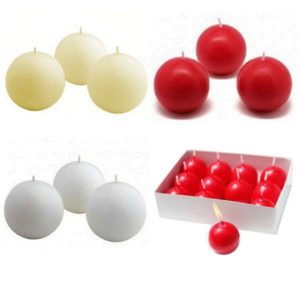 1.5" ball candles, cream, red, white