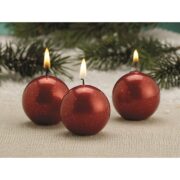 small ball candles in metallic red