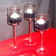 Stemmed glass candle holder trio
