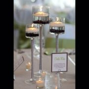 black and white floating candle centerpiece