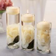 floating candle centerpiece using white roses