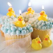 Rubber Ducky candles on cupcakes