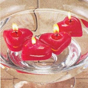 Red heart floating candles