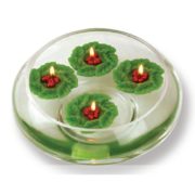 holly wreath floating candles icenterpiece