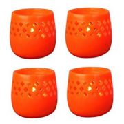 Orange Citronella scented lantern candles with open weave design