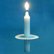short vigil candle with paper bobeche