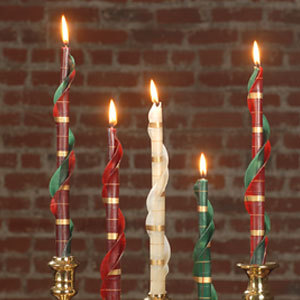 Double Spiral Beeswax Taper Candles - 7/8 x 12 - Pair - Crafted
