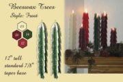beeswax tree taper candles, frosted