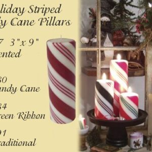 3x0 candy cane pillar candle