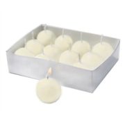 Cream-colored ball candles, 1.5 inch diameter, box of 12